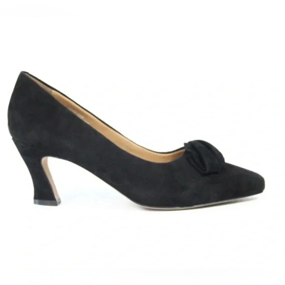 Earthies Prantini black suede leather bow heels size 7B - Picture 1 of 11